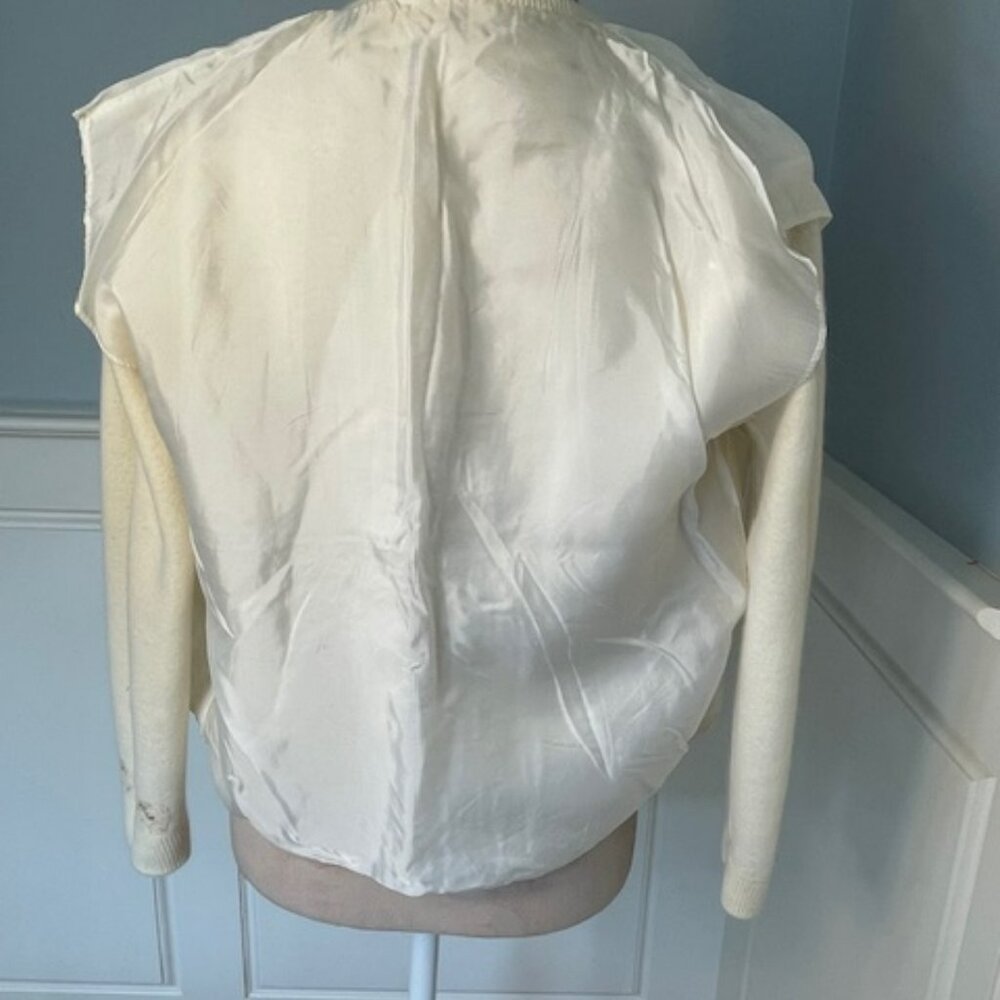 Vintage 1950's Angora Cashmere Hand Sewn Beaded Seed Pearl Cardigan Sweater XS - Picture 10 of 13